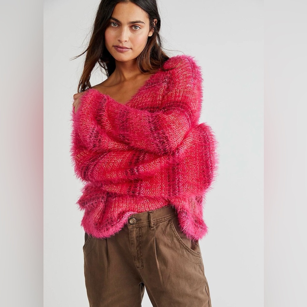 Free People Gelato Fuzzy Oversized Sweater Size Small